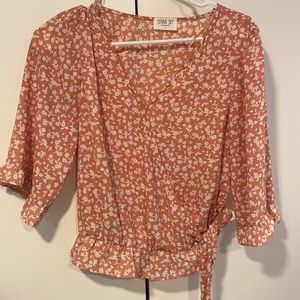 Flowered pink and white blouse